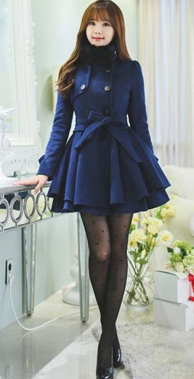 大衣外套+束腰带 凸显甜美韩范淑女韵味